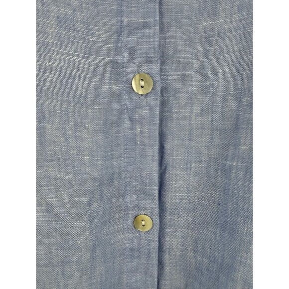 Tahari Light Blue Linen Relaxed Button Down Shirt Coastal Grandma Aesthetic XL - Picture 5 of 15